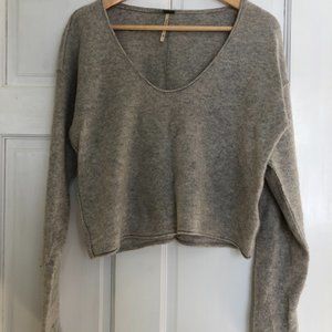 Free People Crop Cashmere Gray Sweater Womens XS